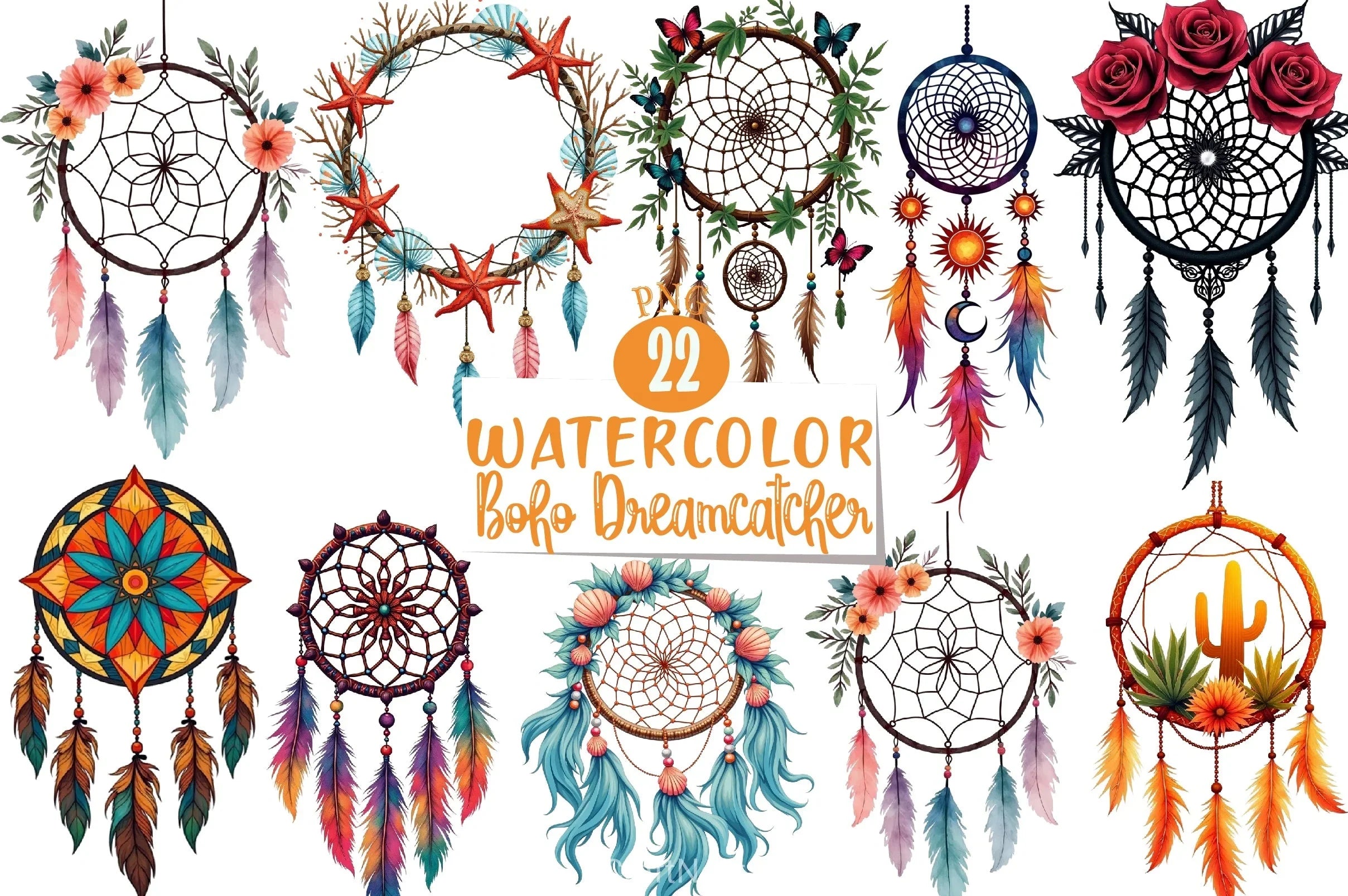 Boho Dreamcatcher Clipart Bundle - CraftNest - Digital Crafting and Art