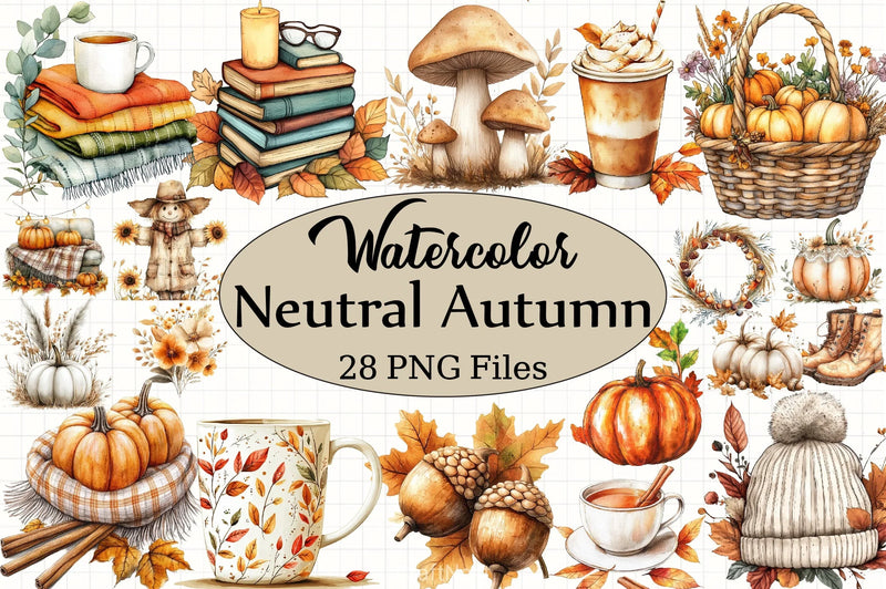 Neutral Autumn Clipart Bundle 7 - CraftNest - Digital Crafting and Art