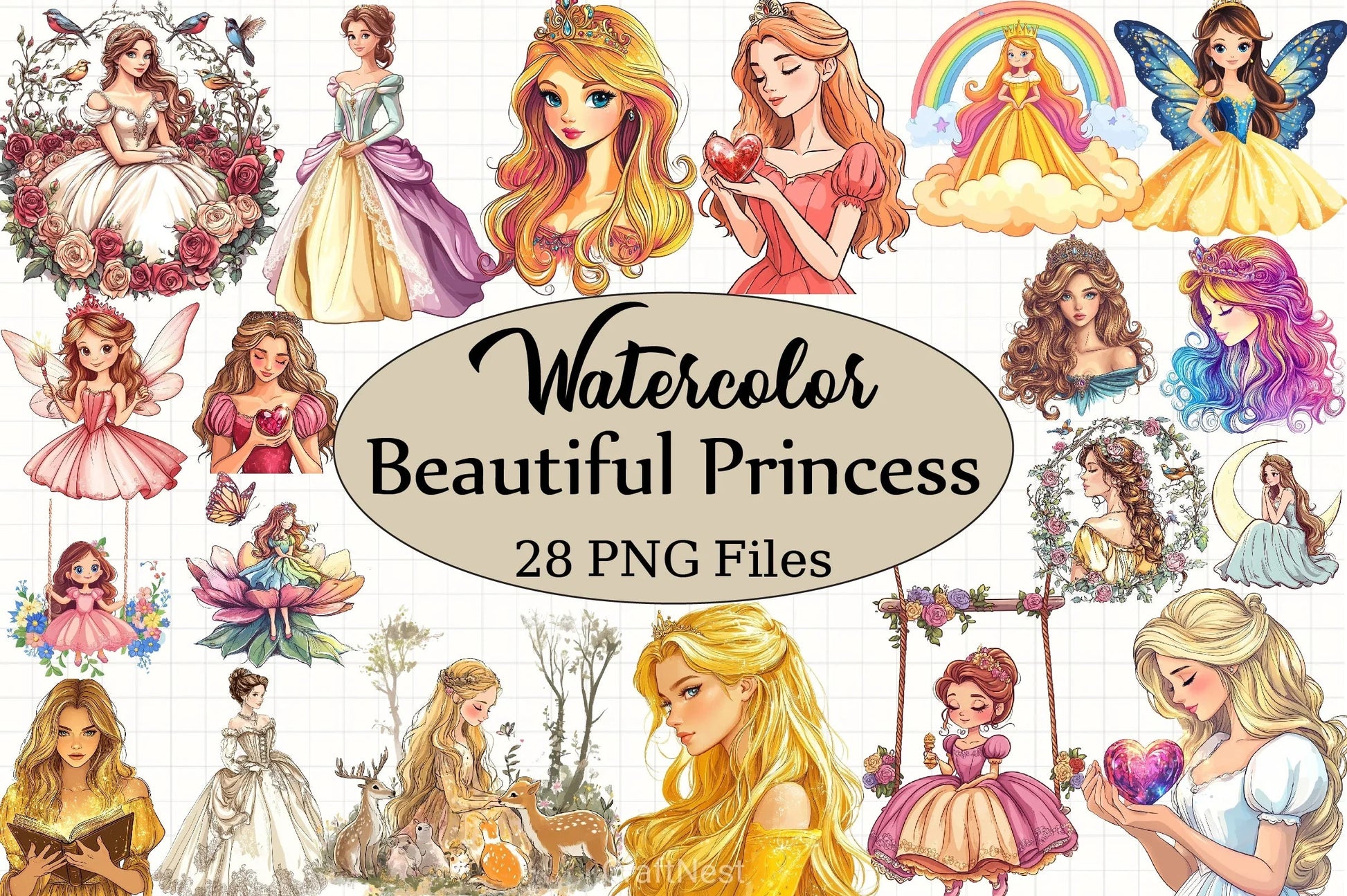 Beautiful Princess Clipart Bundle - CraftNest - Digital Crafting and Art