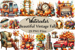 Vintage Fall Clipart Bundle 3 - CraftNest - Digital Crafting and Art