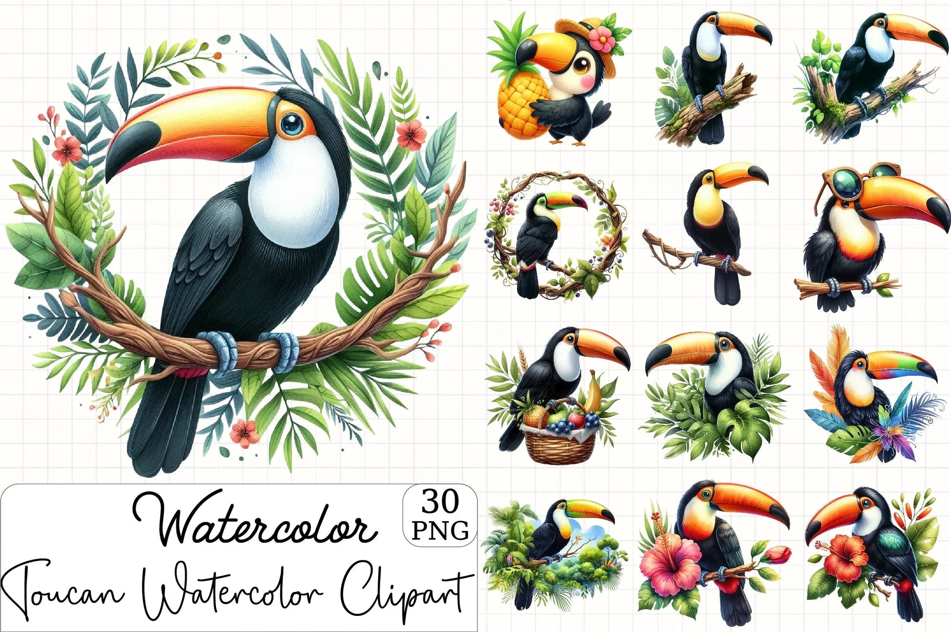 Toucan Clipart Bundle - CraftNest - Digital Crafting and Art