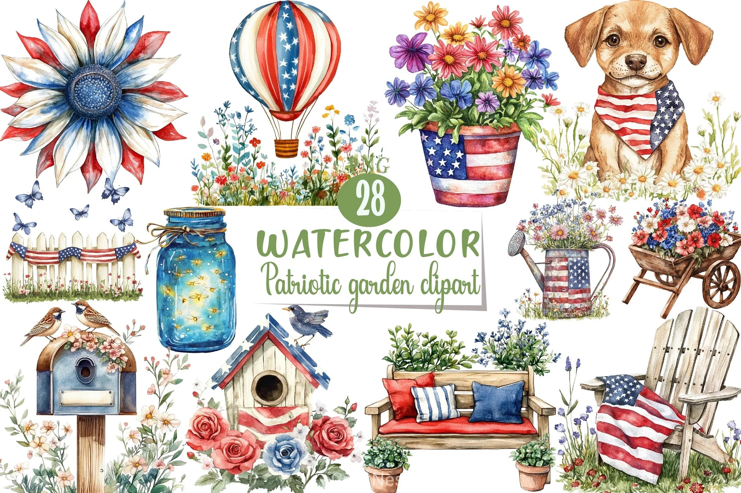 Patriotic Garden Clipart Bundle 4 - CraftNest - Digital Crafting and Art