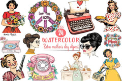 Retro Mother's Day Clipart Bundle - CraftNest - Digital Crafting and Art
