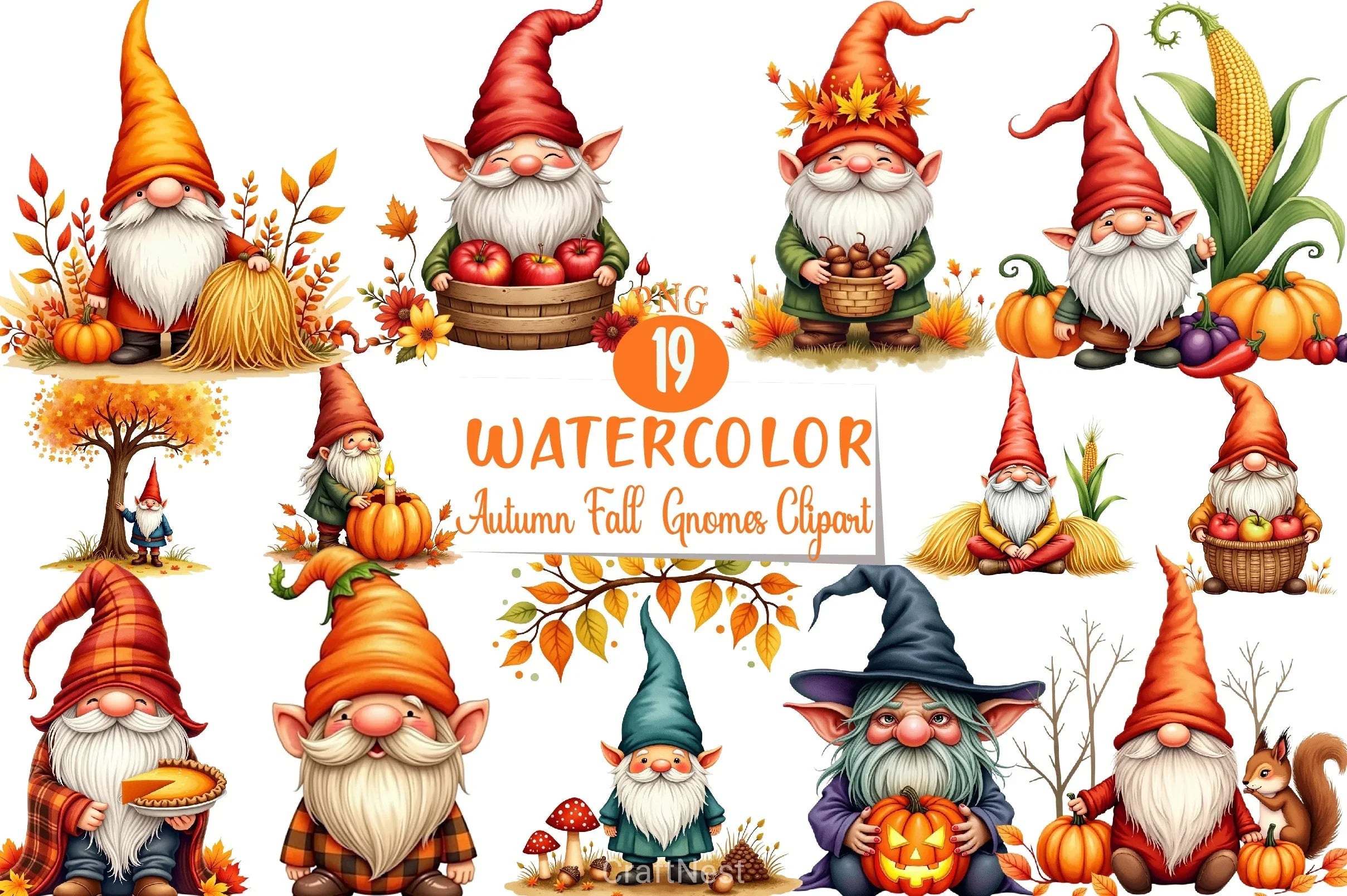Autumn Gnomes Clipart Bundle - CraftNest - Digital Crafting and Art