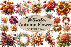 Autumn Flower Clipart Bundle 1 - CraftNest - Digital Crafting and Art