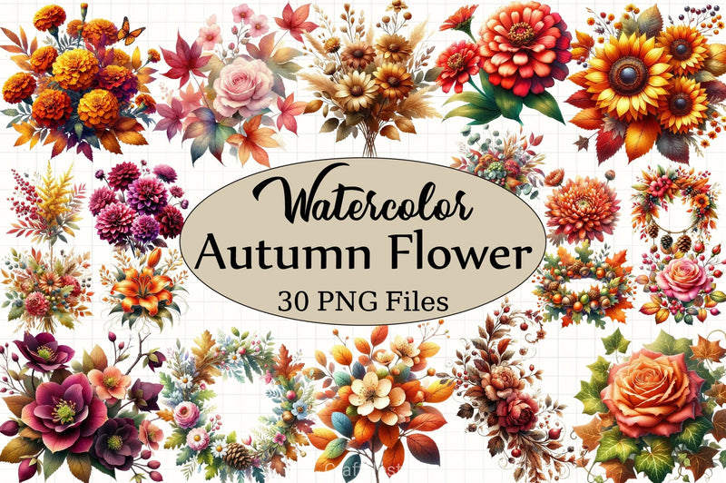 Autumn Flower Clipart Bundle 1 - CraftNest - Digital Crafting and Art