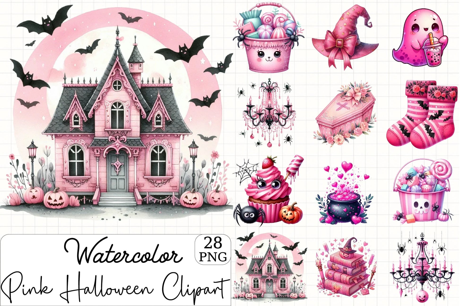 Pink Halloween Clipart Bundle 1 - CraftNest - Digital Crafting and Art