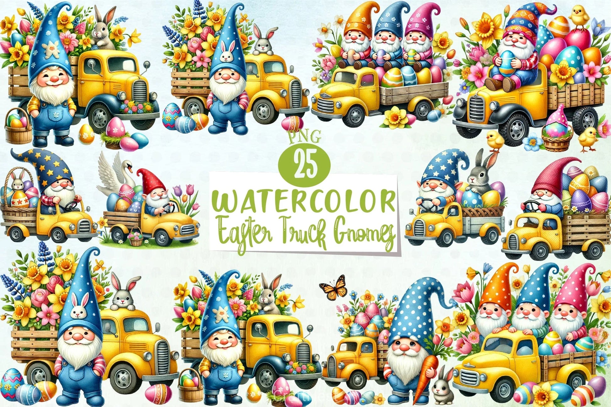 Easter Truck Gnomes Clipart Bundle - CraftNest - Digital Crafting and Art