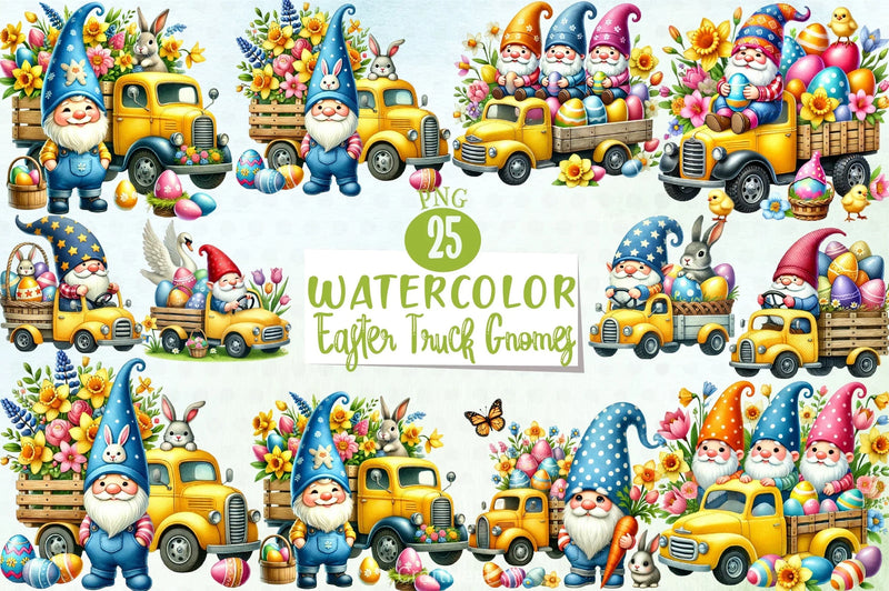 Easter Truck Gnomes Clipart Bundle - CraftNest - Digital Crafting and Art
