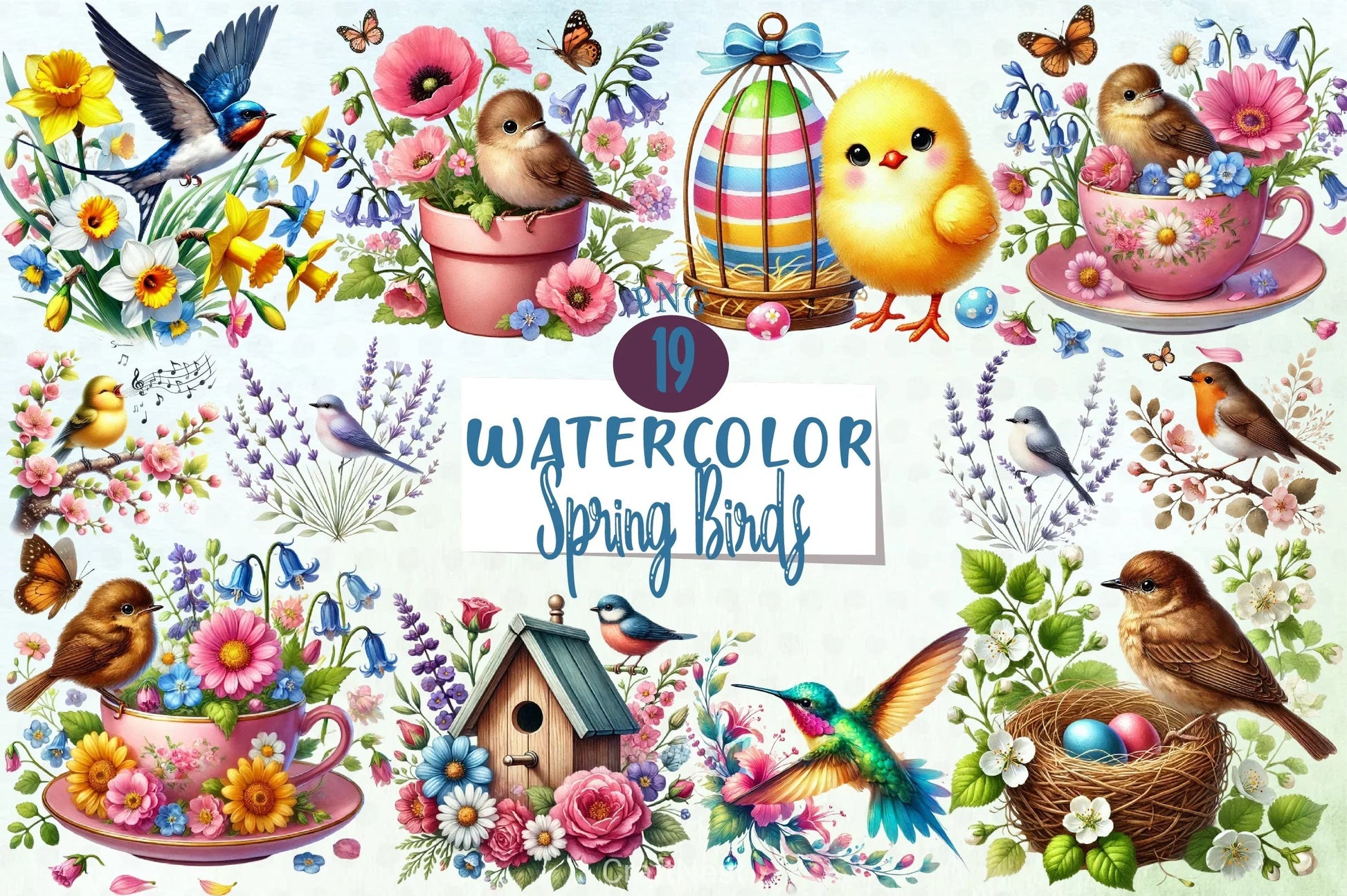 Spring Birds Clipart Bundle - CraftNest - Digital Crafting and Art