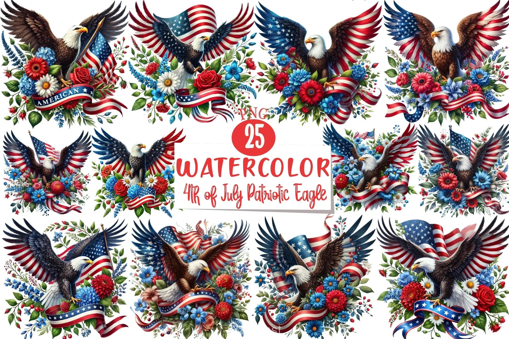 4th of July Eagle Clipart Bundle - CraftNest - Digital Crafting and Art