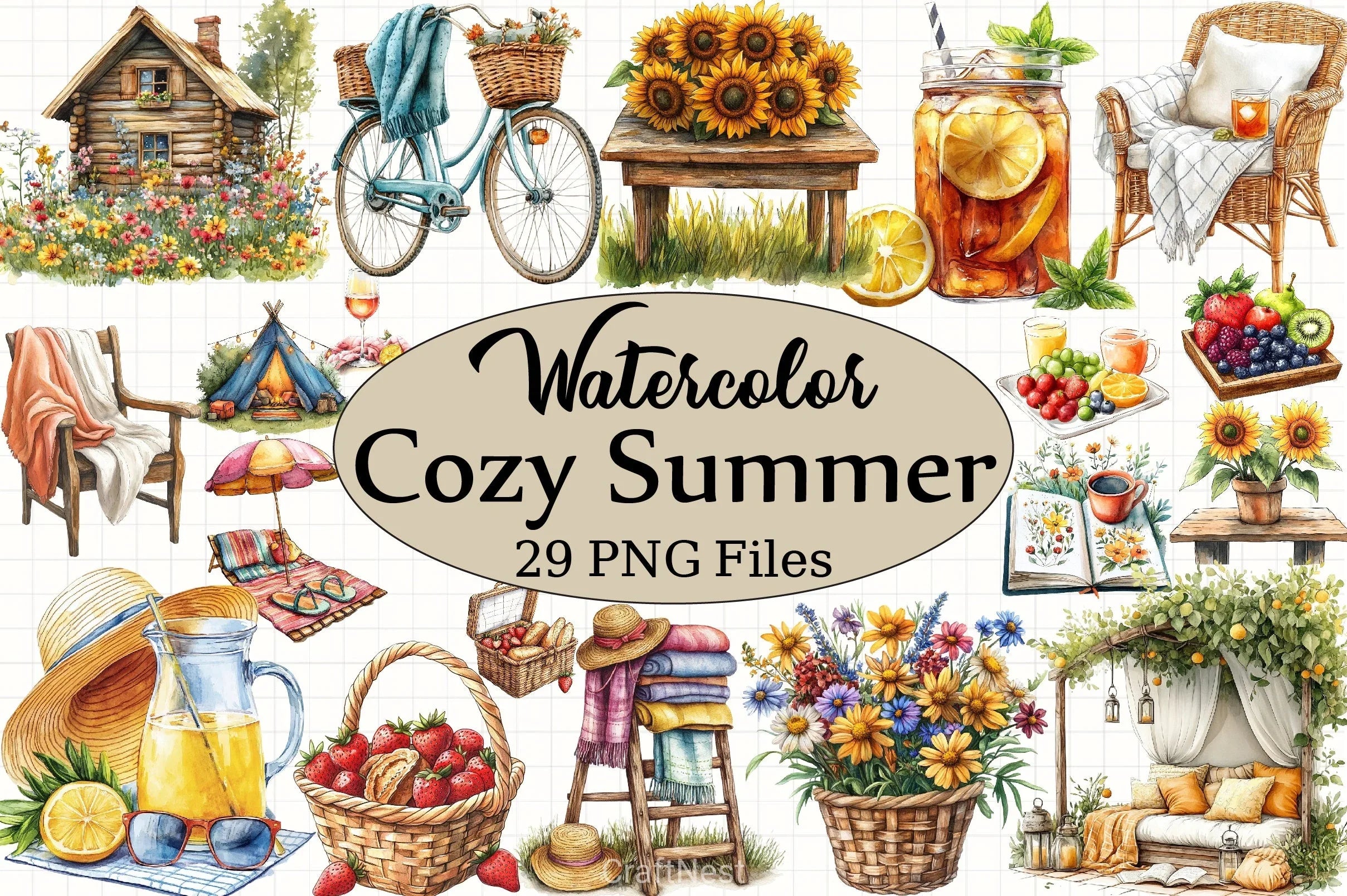 Cozy Summer Clipart Bundle 1 - CraftNest - Digital Crafting and Art