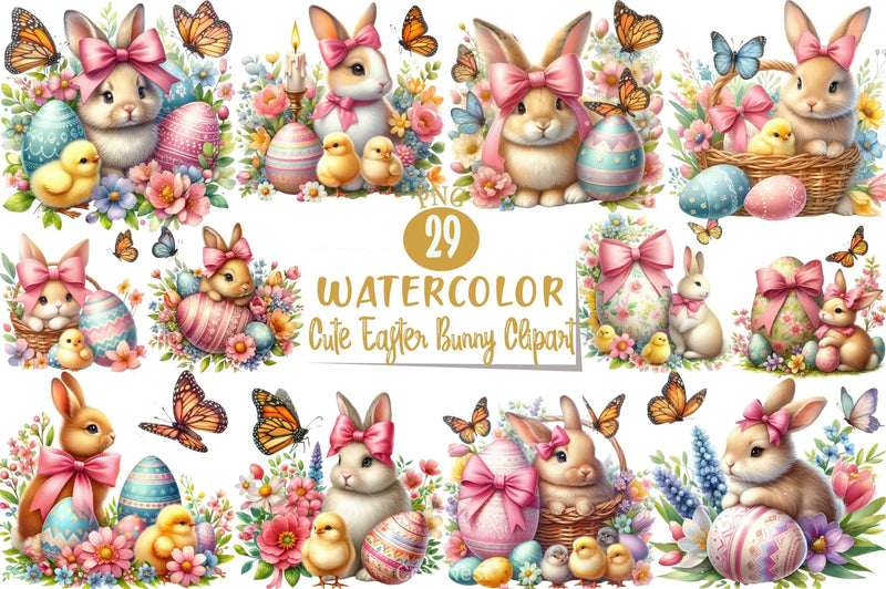 Cute Easter Bunny Clipart Bundle - CraftNest - Digital Crafting and Art