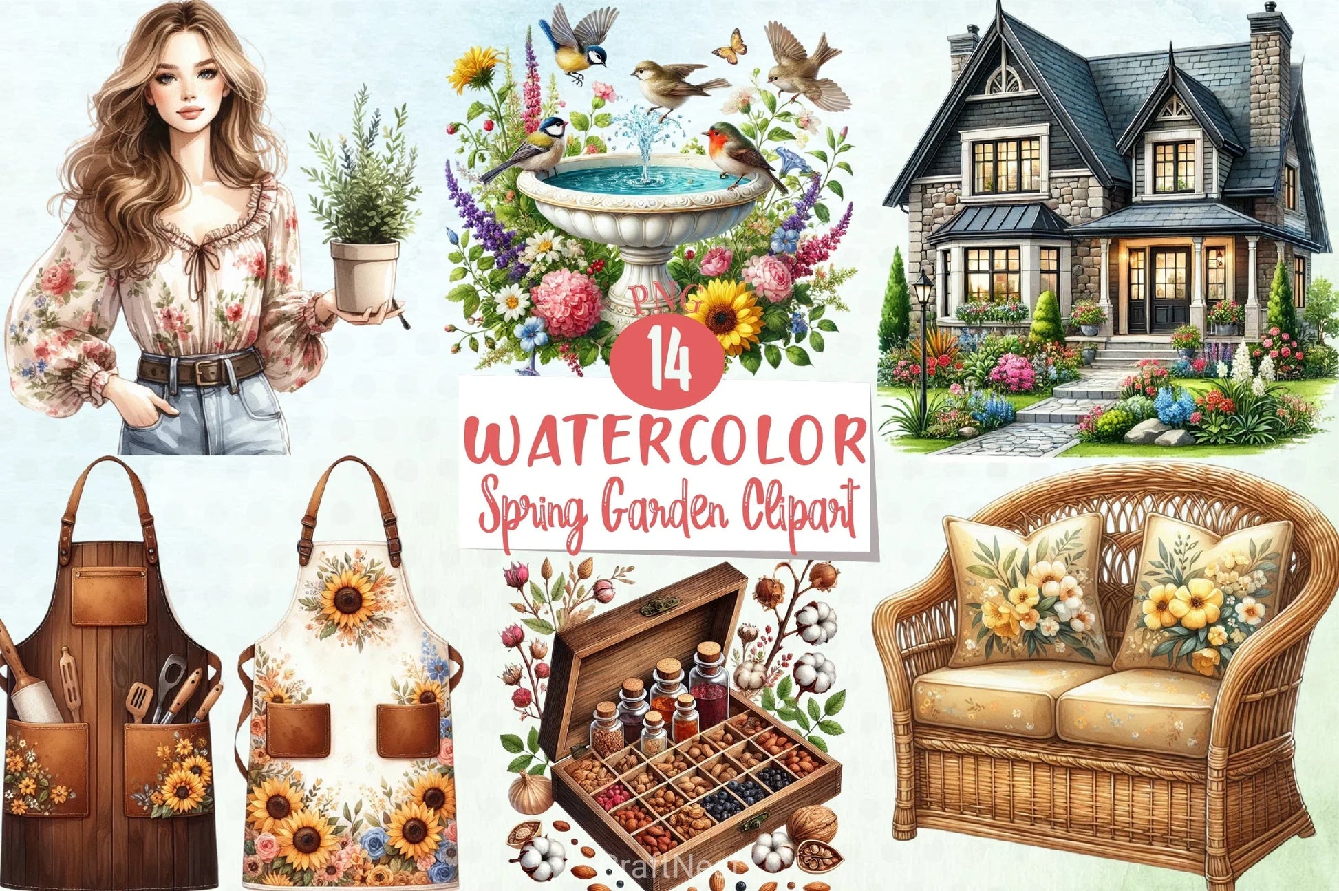 Spring Garden Clipart Bundle 1 - CraftNest - Digital Crafting and Art