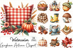 Gingham Autumn Clipart Bundle 7 - CraftNest - Digital Crafting and Art