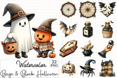Beige & Black Halloween Clipart Bundle 1 - CraftNest - Digital Crafting and Art