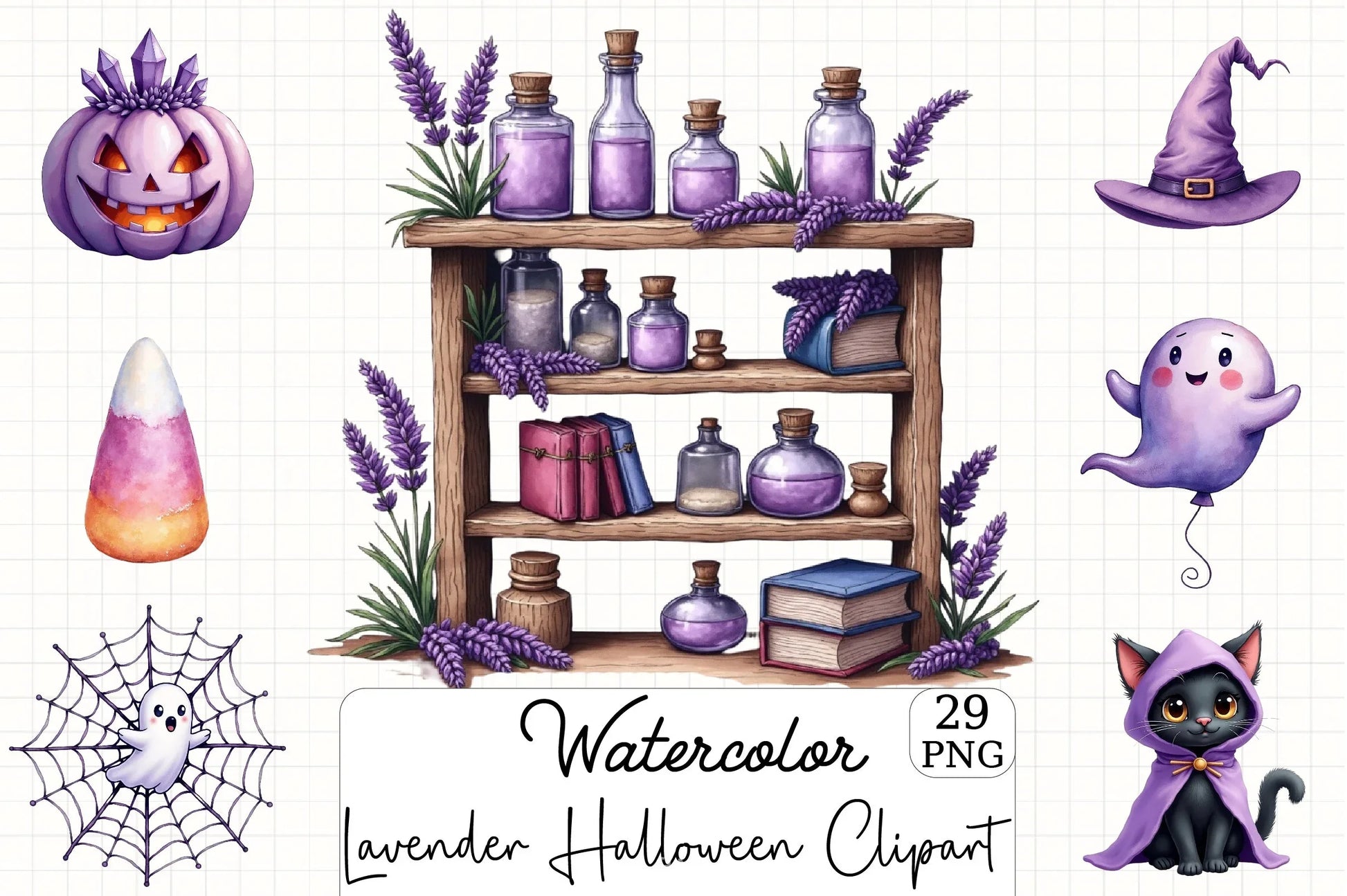 Lavender Halloween Clipart Bundle - CraftNest - Digital Crafting and Art
