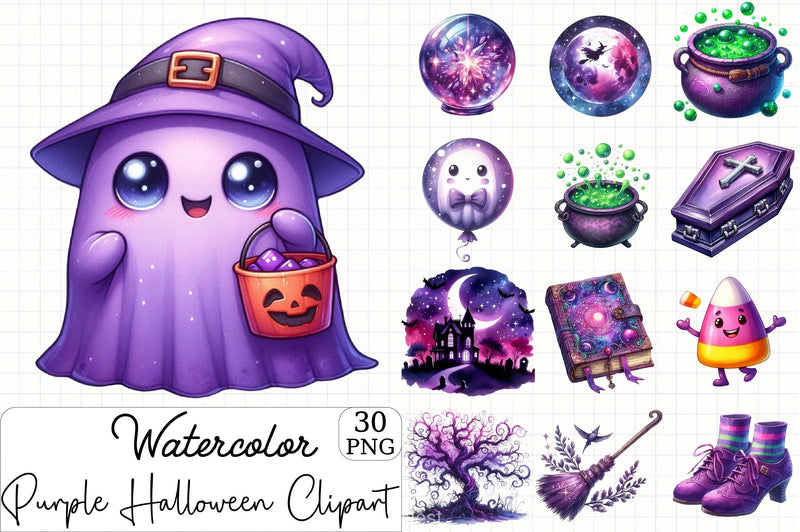 Purple Halloween Clipart Bundle - CraftNest - Digital Crafting and Art