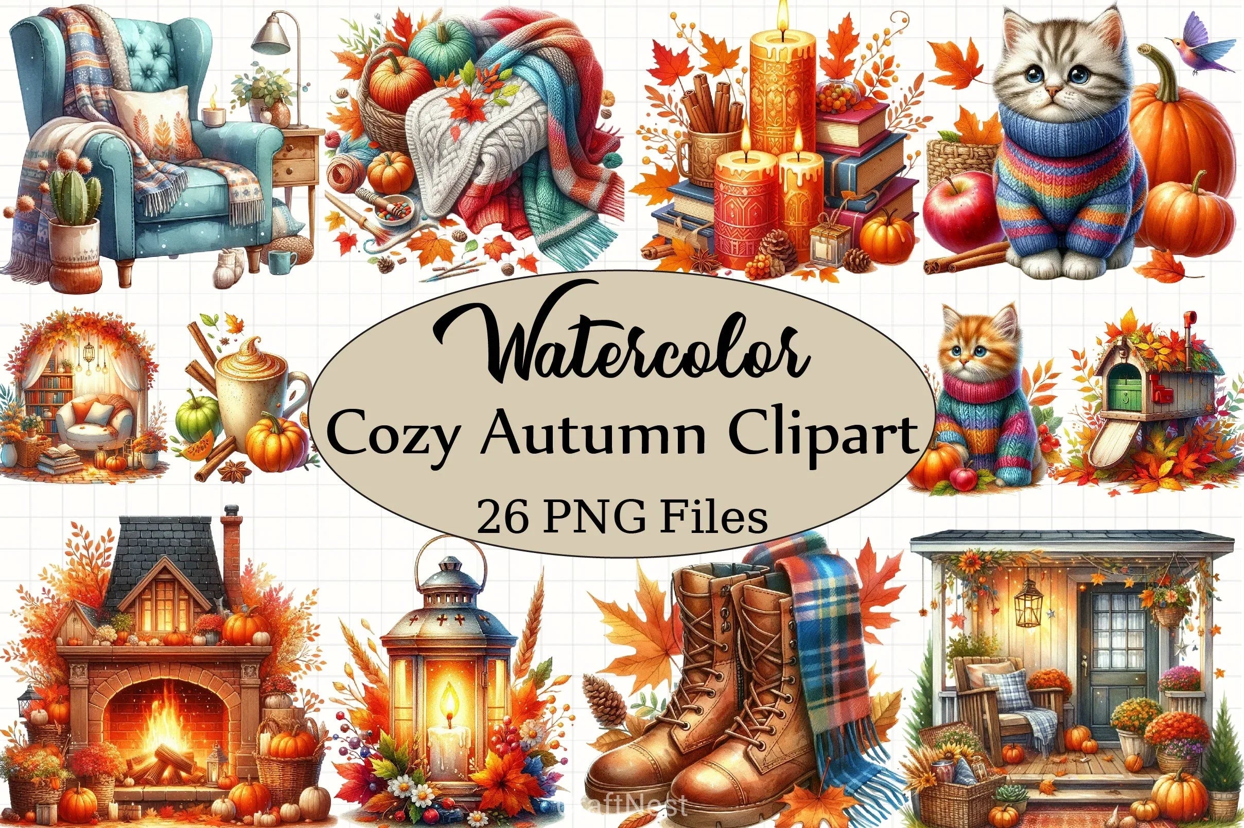 Cozy Autumn Clipart Bundle 4 - CraftNest - Digital Crafting and Art