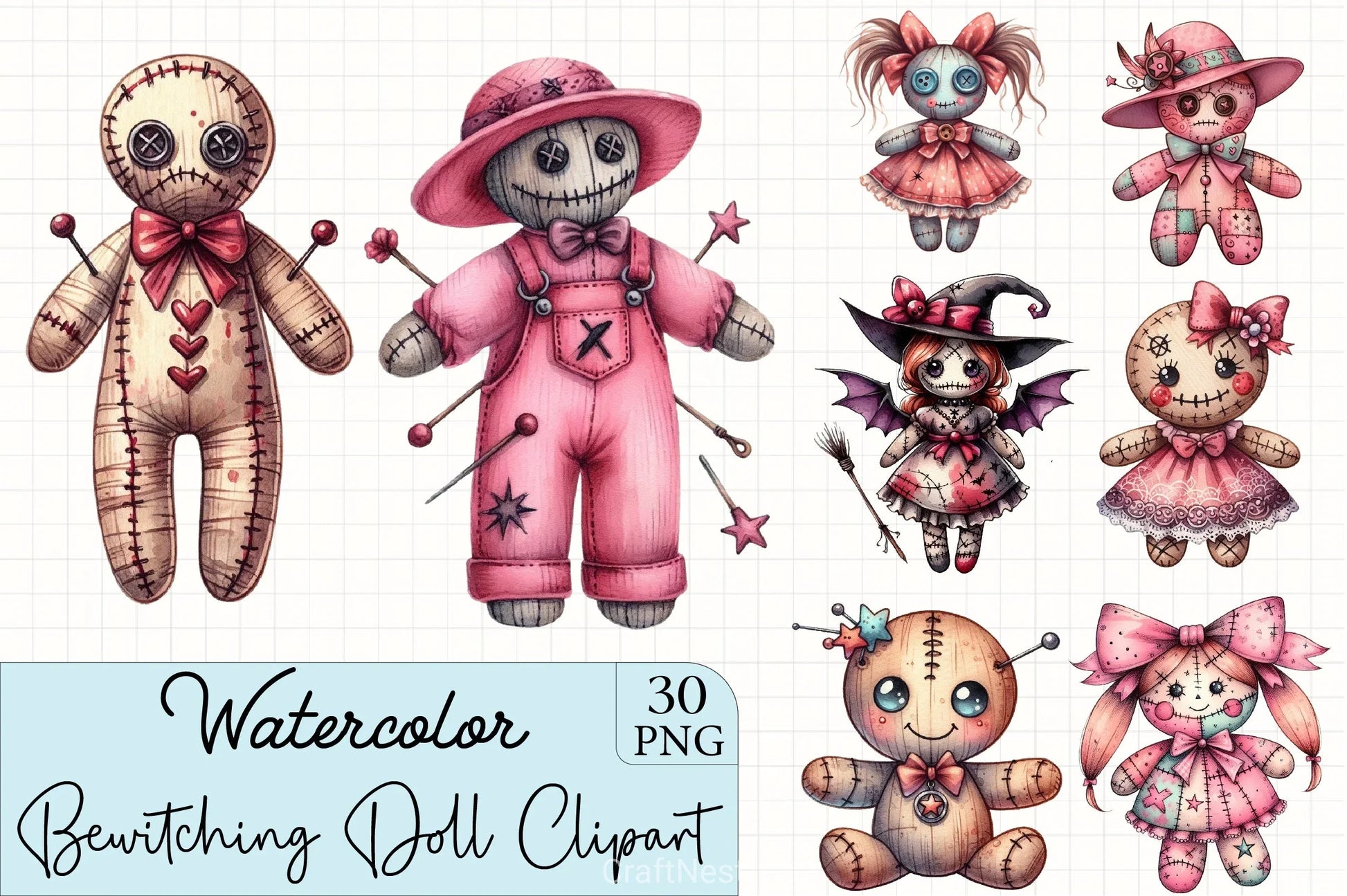 Coquette Voodoo Doll Clipart Bundle - CraftNest - Digital Crafting and Art