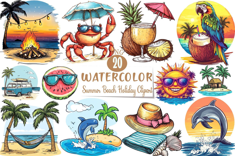 Summer Beach Clipart Bundle 2 - CraftNest - Digital Crafting and Art