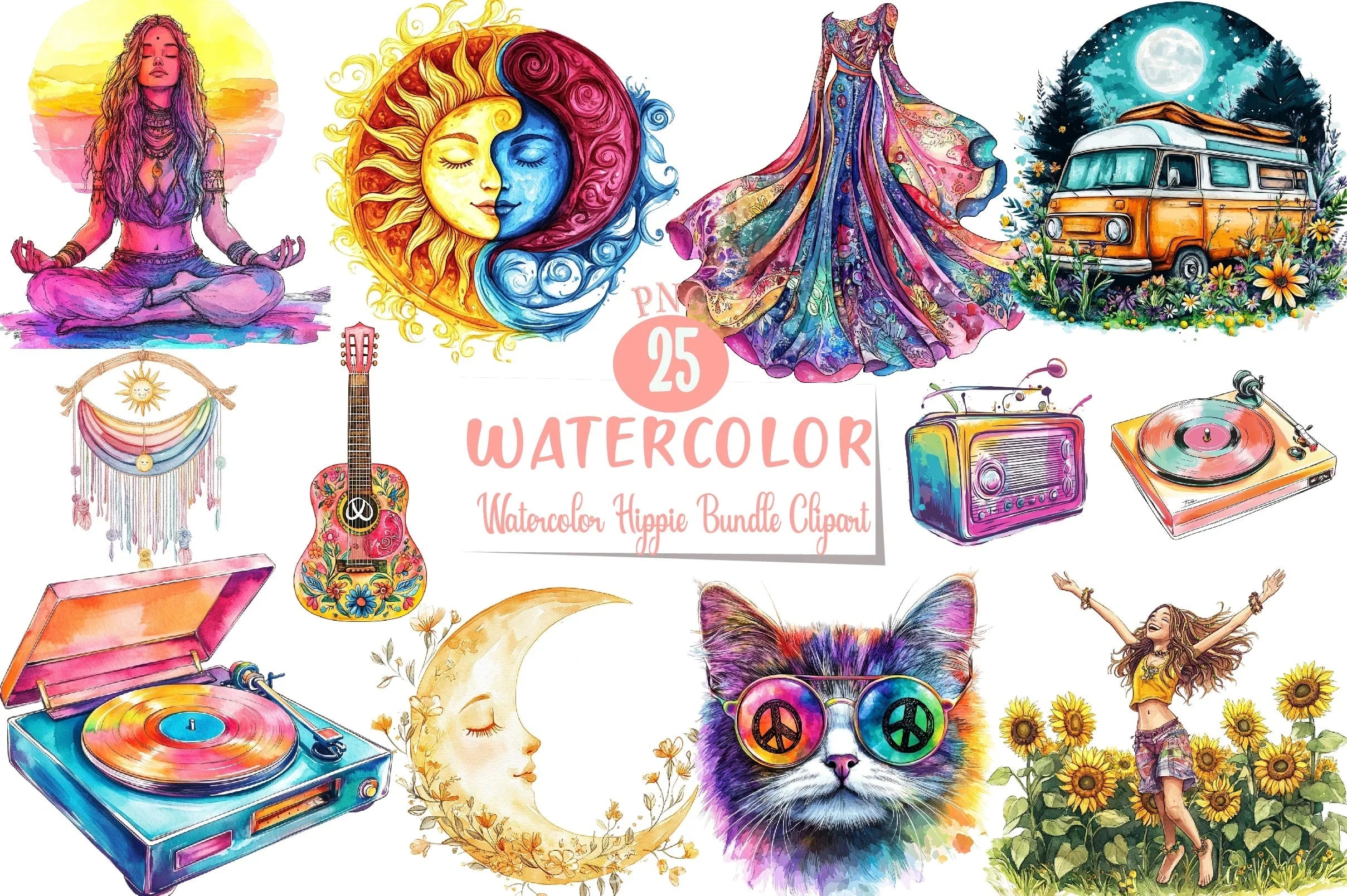Hippie Clipart Bundle - CraftNest - Digital Crafting and Art