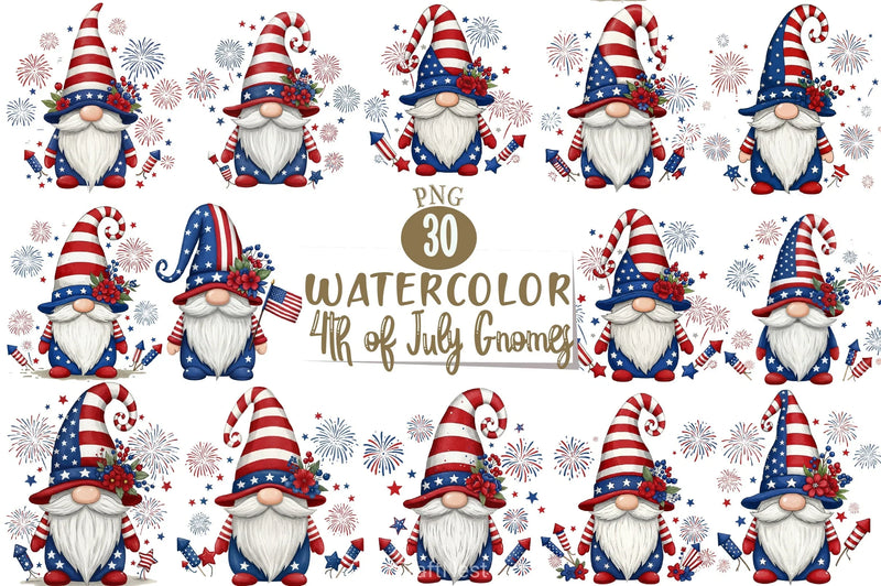 4th of July Gnomes Clipart Bundle 2 - CraftNest - Digital Crafting and Art