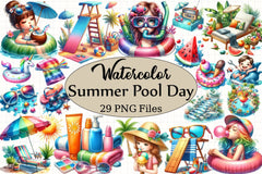 Summer Pool Day Clipart Bundle - CraftNest - Digital Crafting and Art