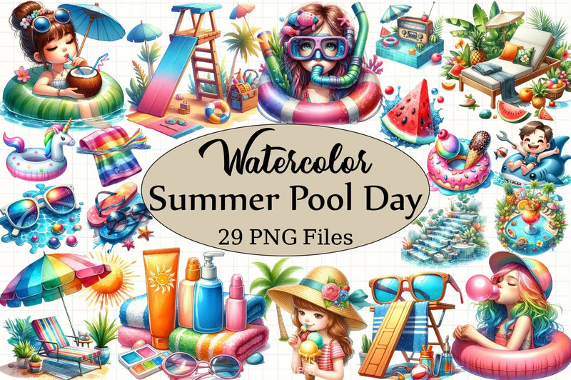 Summer Pool Day Clipart Bundle - CraftNest - Digital Crafting and Art