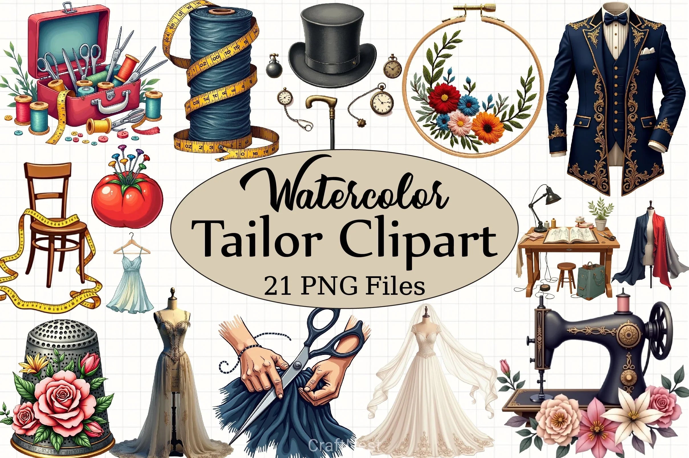 Tailor Clipart Bundle - CraftNest - Digital Crafting and Art