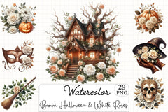 Brown Halloween & White Roses Clipart Bundle 2 - CraftNest - Digital Crafting and Art