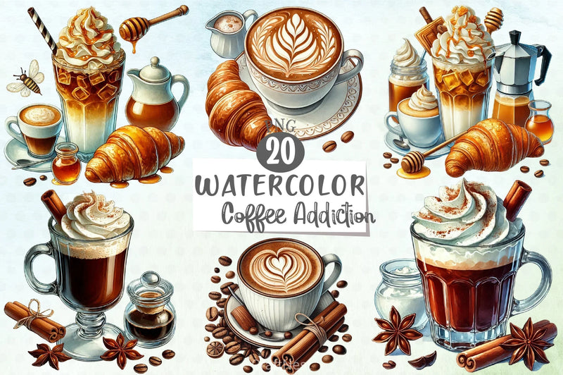 Coffee Addiction Clipart Bundle - CraftNest - Digital Crafting and Art