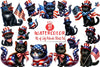 4th of July Black Cat Clipart Bundle