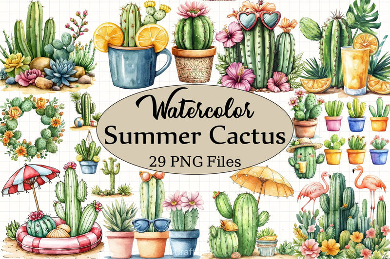 Summer Cactus Clipart Bundle 2 - CraftNest - Digital Crafting and Art