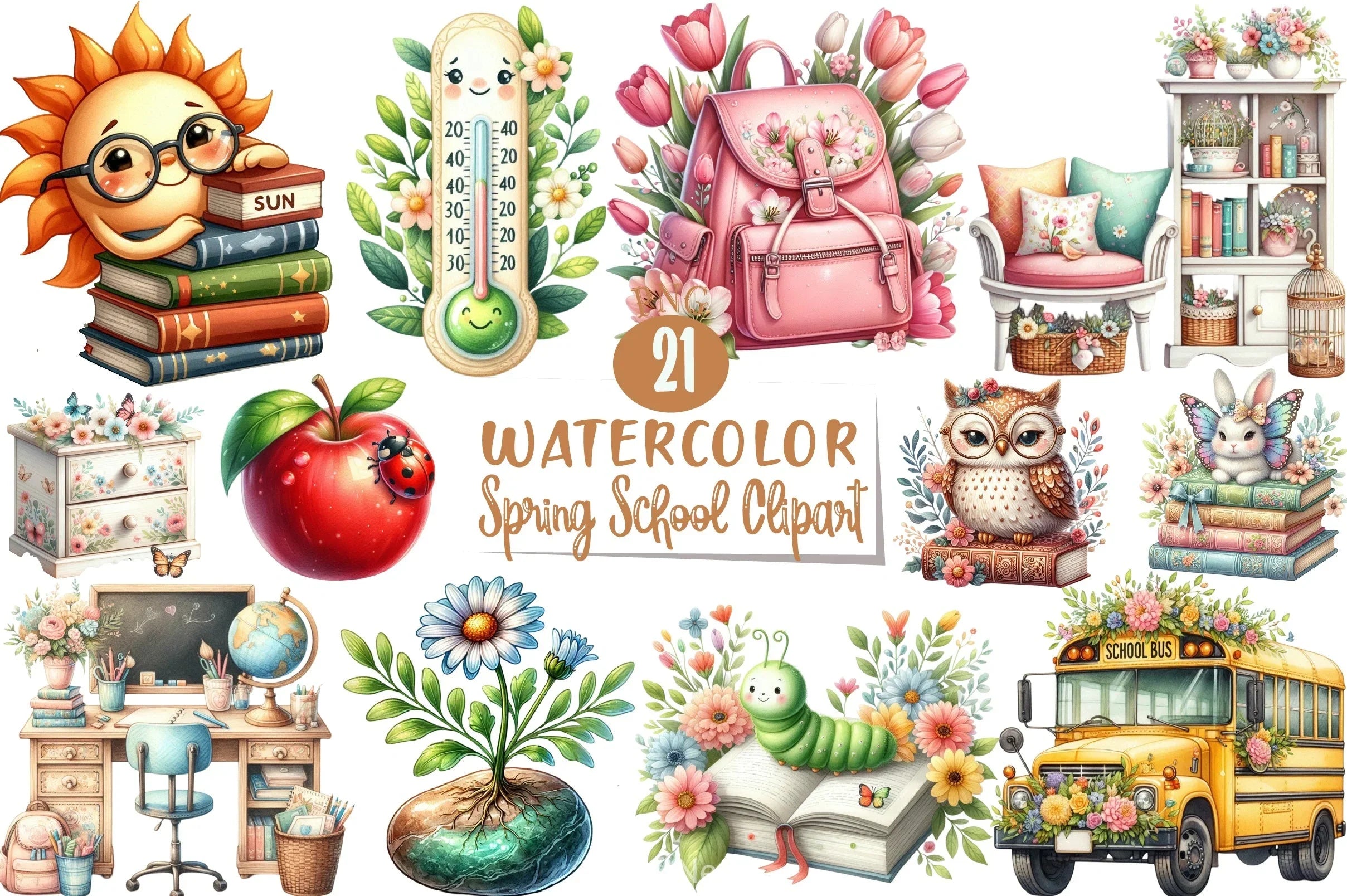 Spring School Clipart Bundle 9 - CraftNest - Digital Crafting and Art