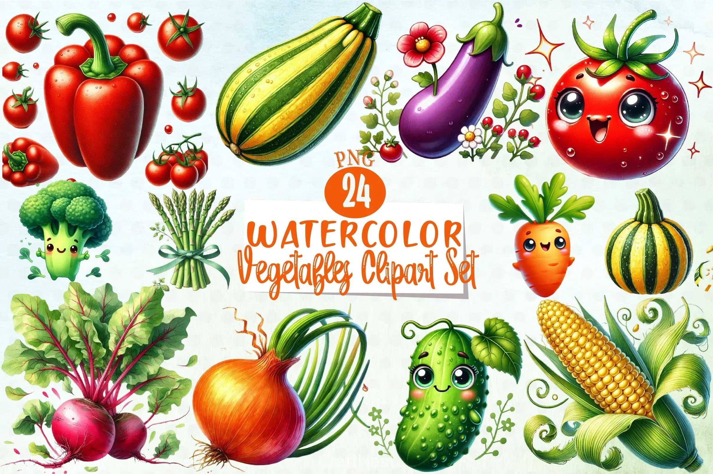 Vegetables Clipart Bundle 5 - CraftNest - Digital Crafting and Art