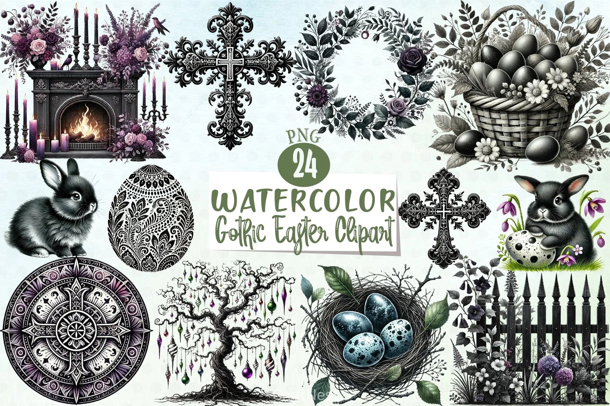 Gothic Easter Clipart Bundle 6 - CraftNest - Digital Crafting and Art
