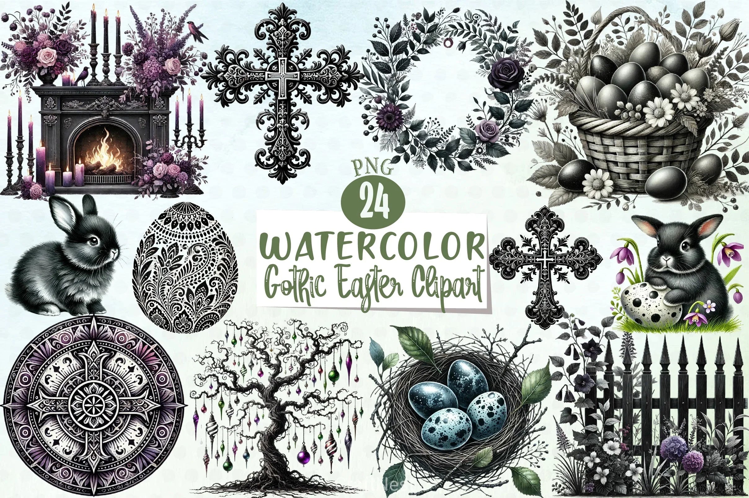 Gothic Easter Clipart Bundle 6 - CraftNest - Digital Crafting and Art