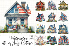 4th of July Cottage Clipart Bundle - CraftNest - Digital Crafting and Art