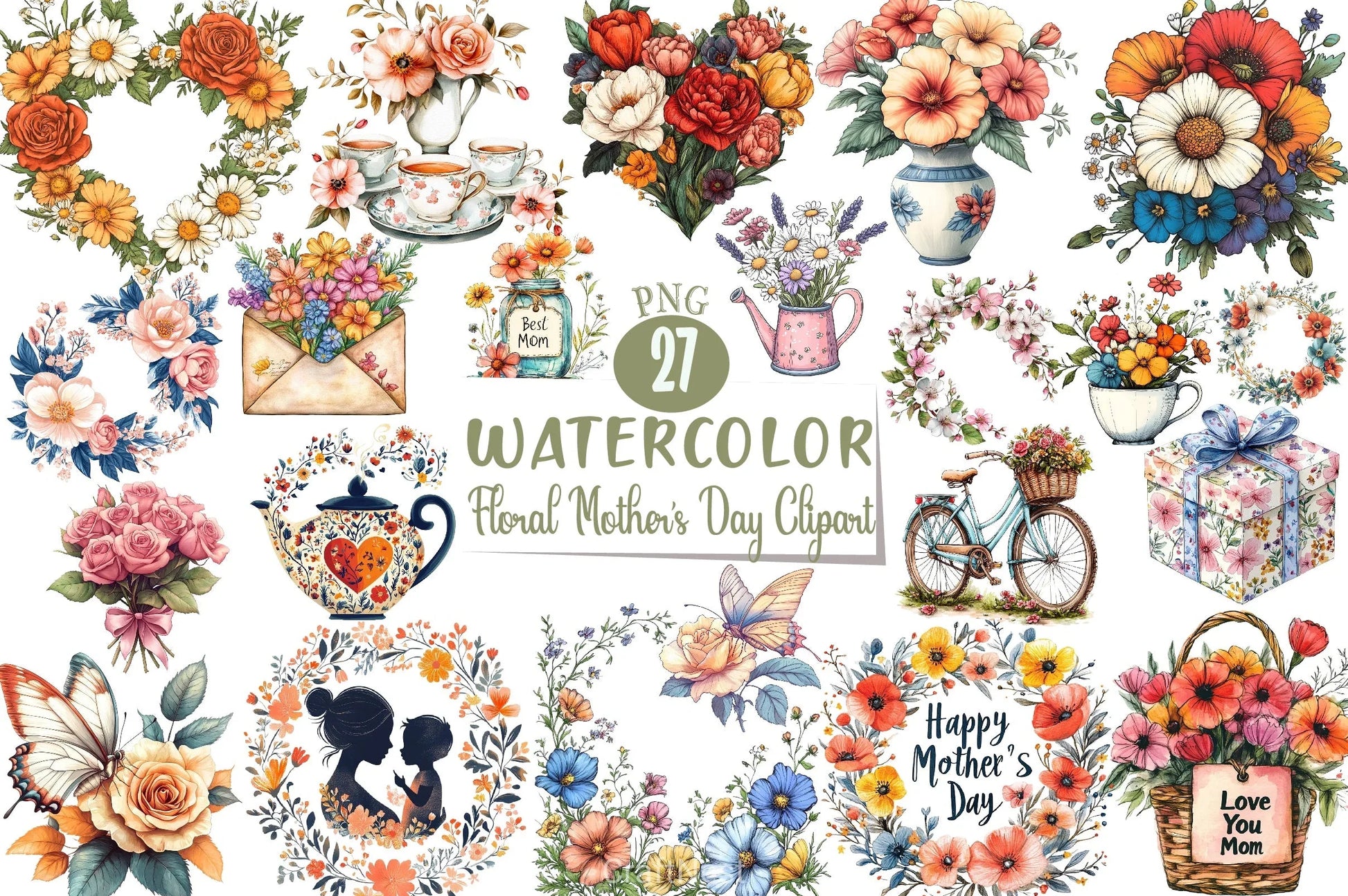 Floral Mother's Day Clipart Bundle 2 - CraftNest - Digital Crafting and Art