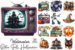 Retro Fall Halloween Clipart Bundle 1 - CraftNest - Digital Crafting and Art