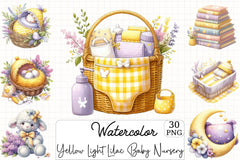 Yellow Lilac Baby Nursery Clipart Bundle - CraftNest - Digital Crafting and Art