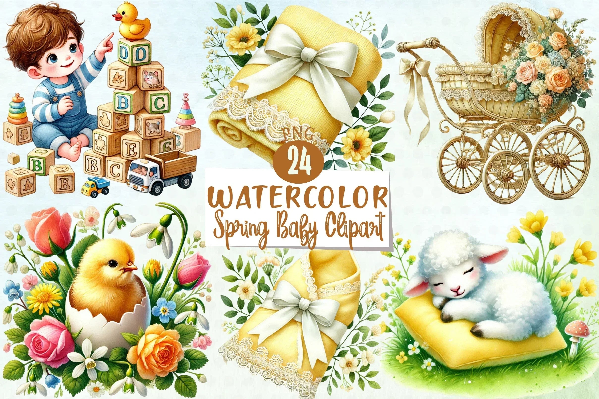Spring Baby Clipart Bundle - CraftNest - Digital Crafting and Art
