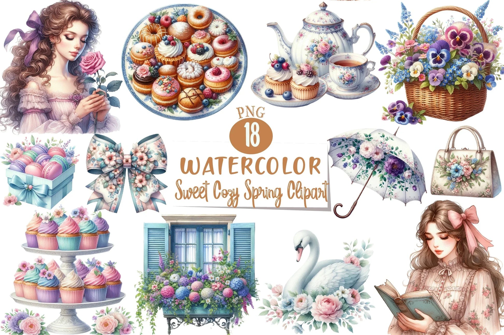 Sweet Cozy Spring Clipart Bundle - CraftNest - Digital Crafting and Art
