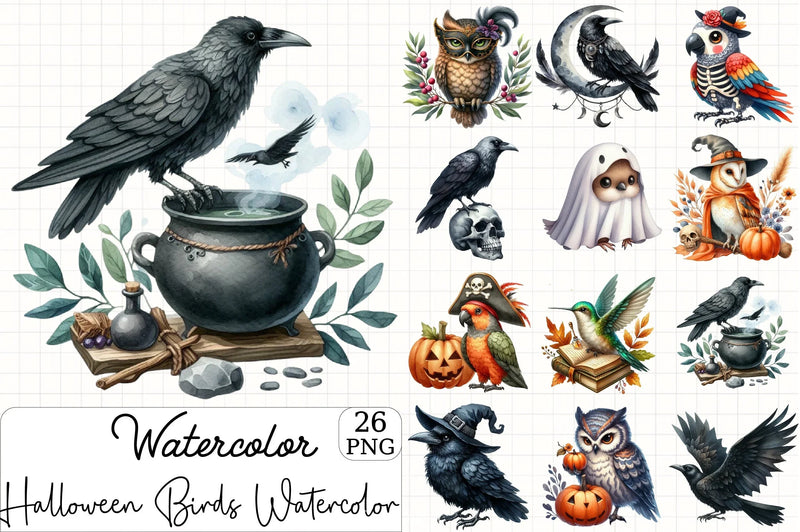 Halloween Birds Clipart Bundle - CraftNest - Digital Crafting and Art