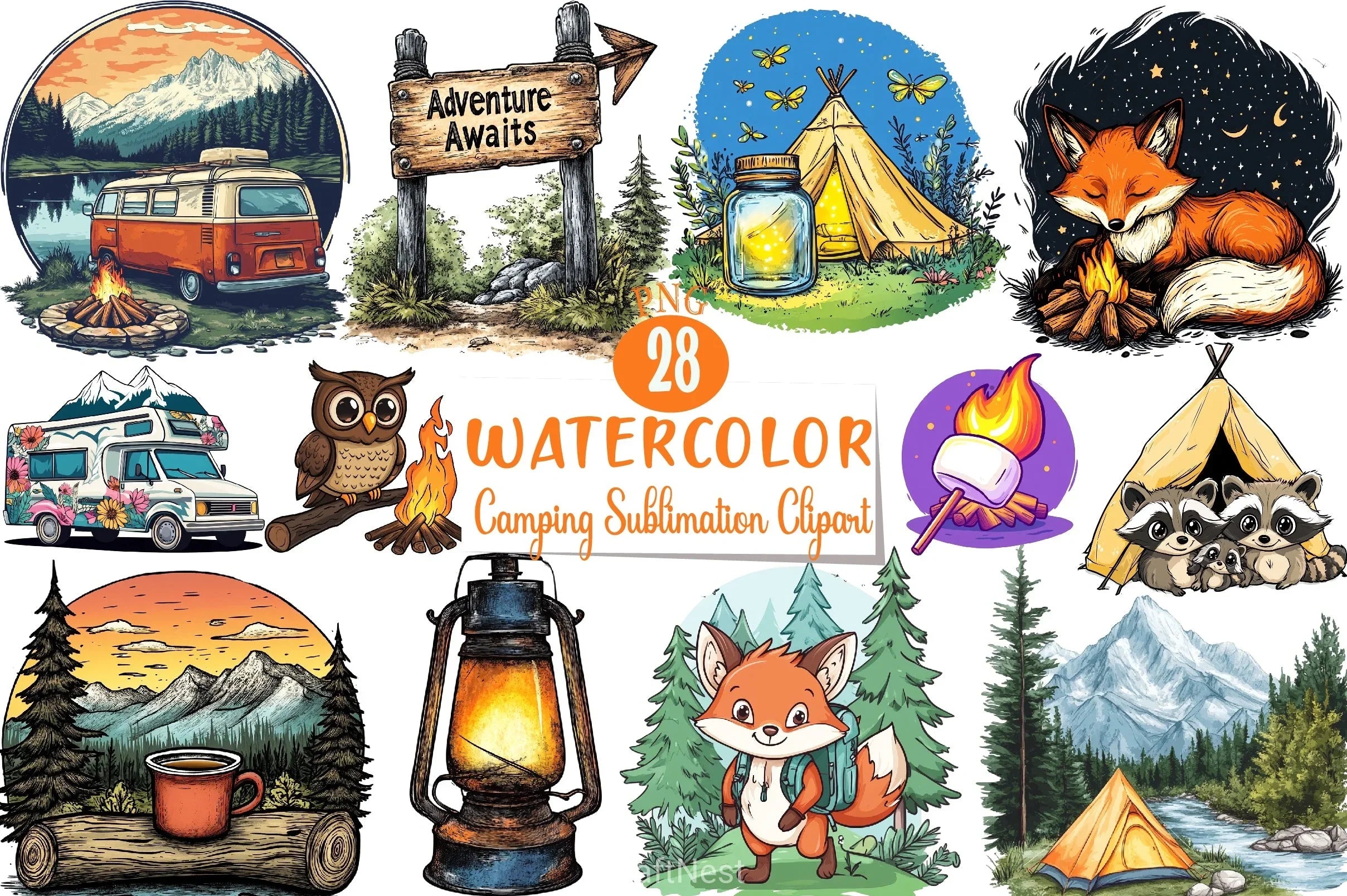 Camping Clipart Bundle 4 - CraftNest - Digital Crafting and Art
