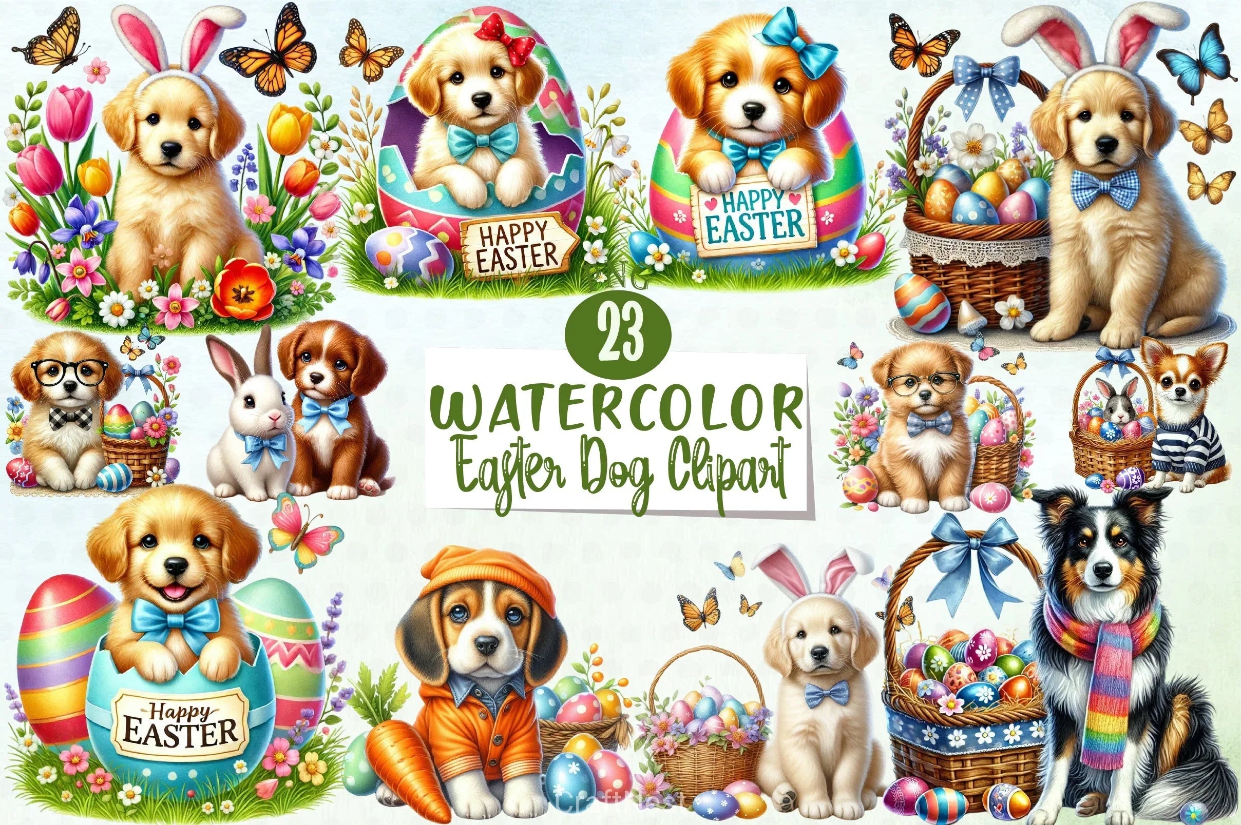 Easter Dog Clipart Bundle 7 - CraftNest - Digital Crafting and Art