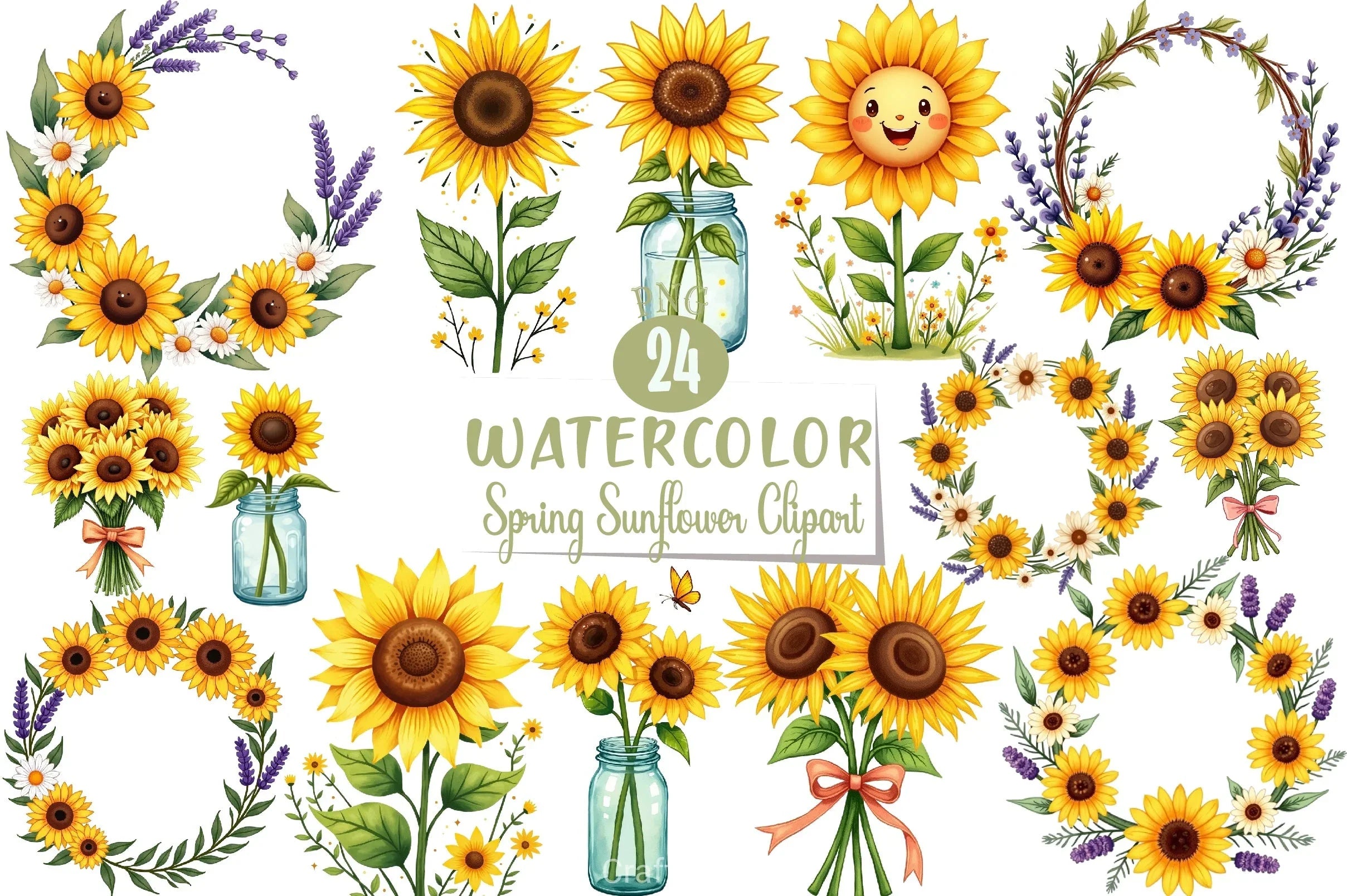 Spring Sunflower Clipart Bundle  4 - CraftNest - Digital Crafting and Art
