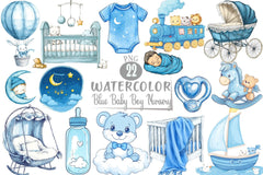 Blue Baby Boy Nursery Clipart Bundle - CraftNest - Digital Crafting and Art
