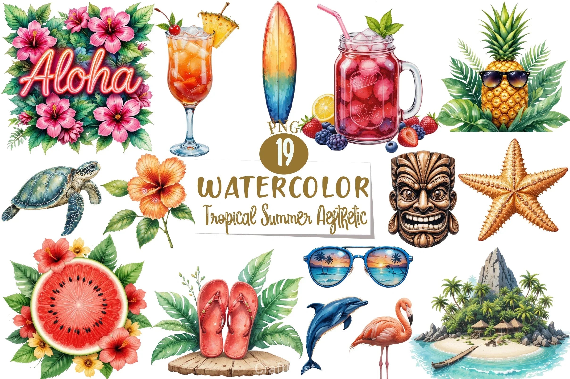 Tropical Summer Clipart Bundle 6 - CraftNest - Digital Crafting and Art